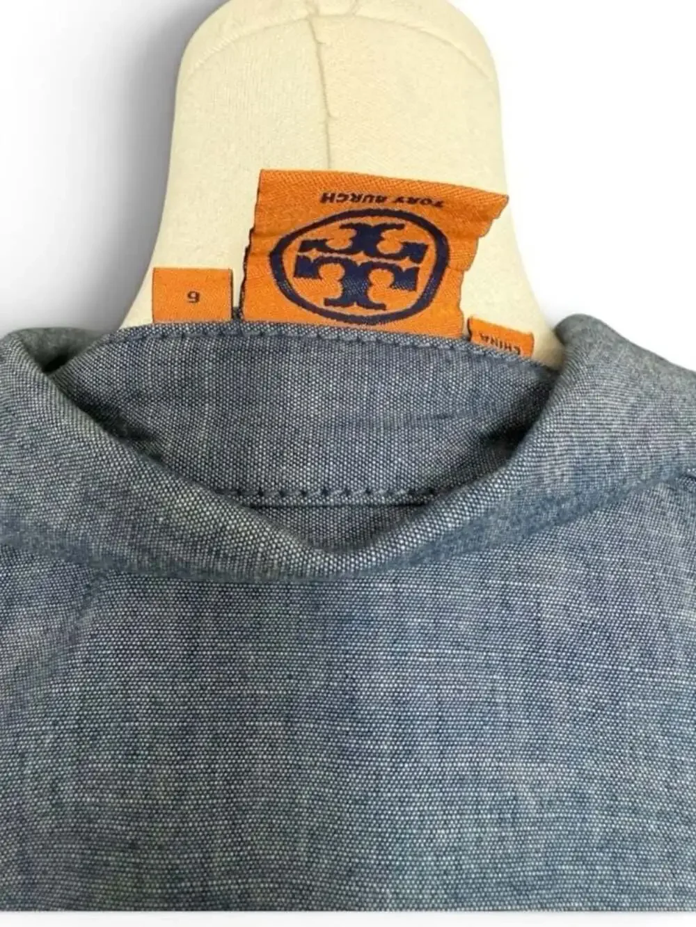 Tory Burch Brigitte Chambray Belted Utility Shirt Dress Size 6